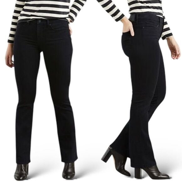 Levi's 315 Shaping Bootcut Jeans Size 28 Black Mid Rise Stretch Western Boho - Picture 1 of 14